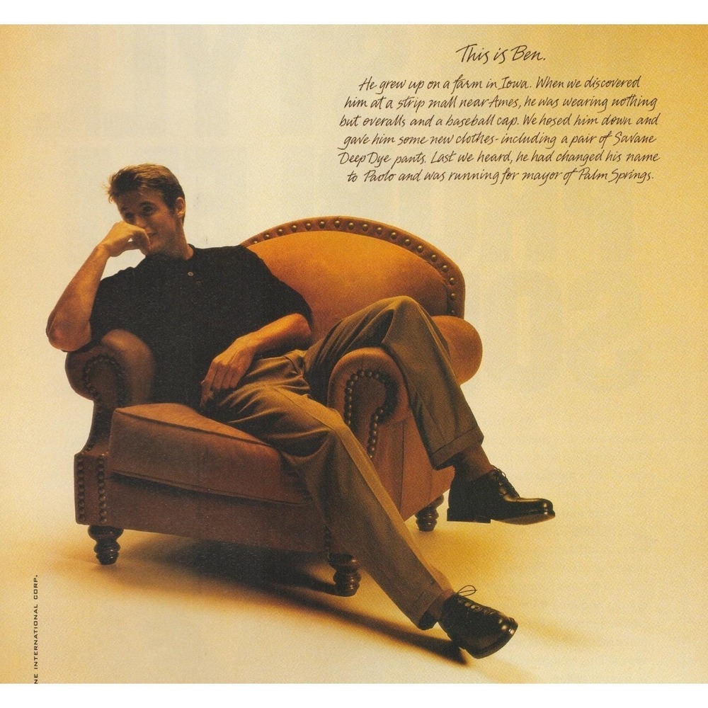 Vintage 1999 Savane Deep Dye Pants Print Ad Men's Fashion Casualwear Y2K Fashion